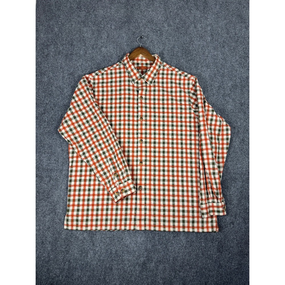 Vertical Robert Comstock Mens 3XT Orange Green Plaid Button Up Shirt